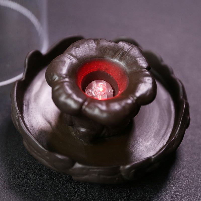 Purple Backflow Incense Burner With LED Dragon Ambiance