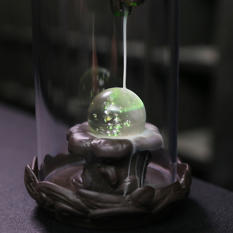Purple Backflow Incense Burner With LED Dragon Ambiance