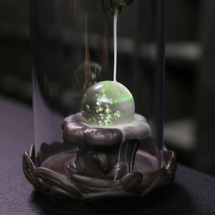 Purple Backflow Incense Burner With LED Dragon Ambiance