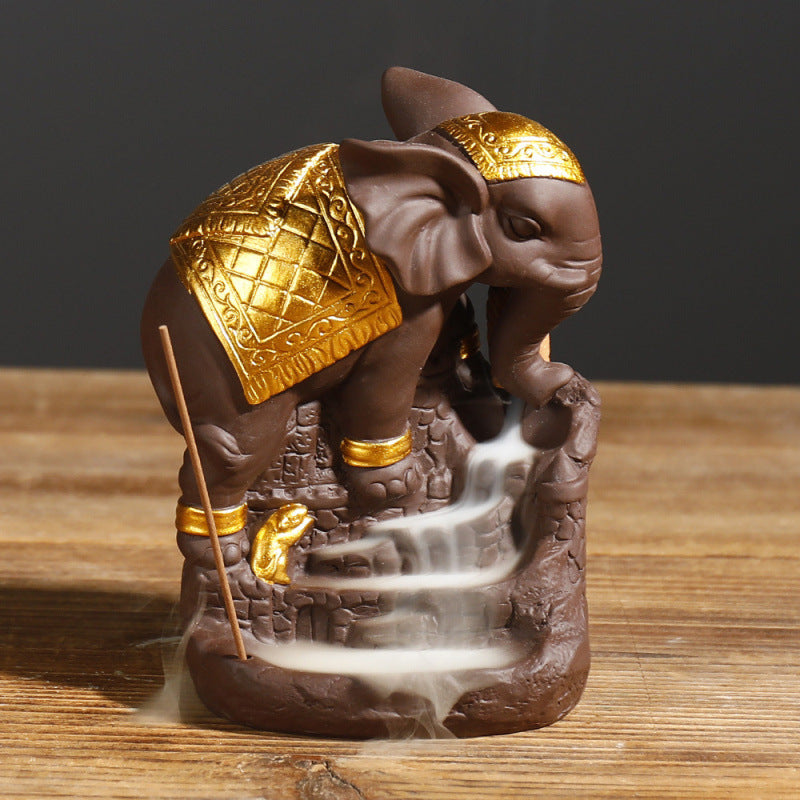 Backflow Incense Burner Elephant Waterfall Smoke Decor