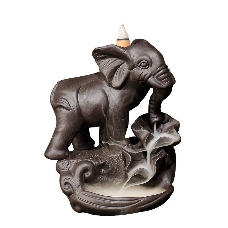 Backflow Incense Burner Elephant Waterfall Smoke Decor