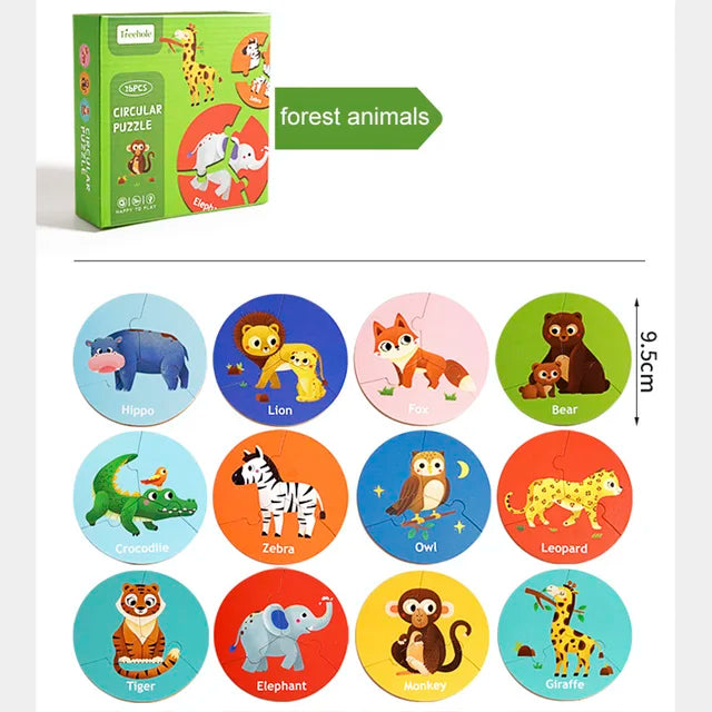 Wooden Animal Matching Puzzle for Playful Focus & Logic