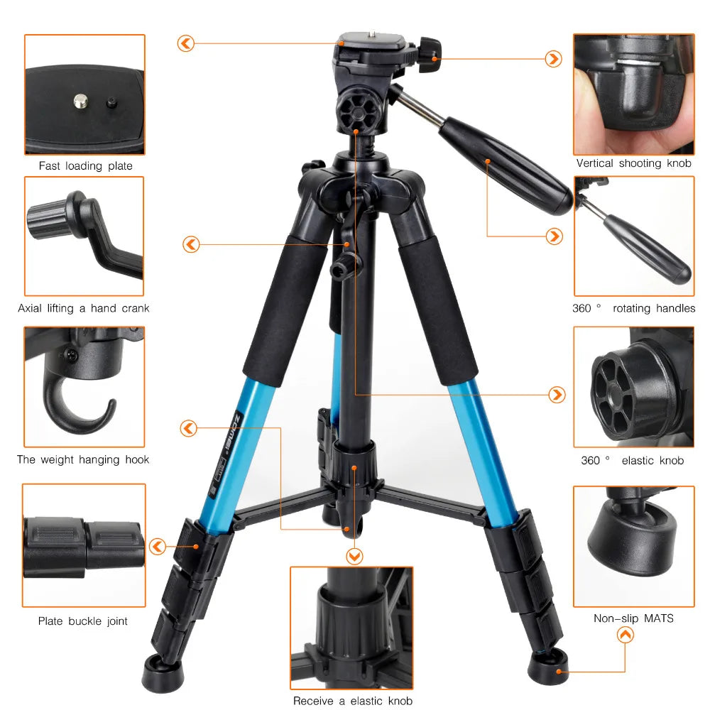 Aluminum Camera Tripod with Pan Head for DSLR Travel