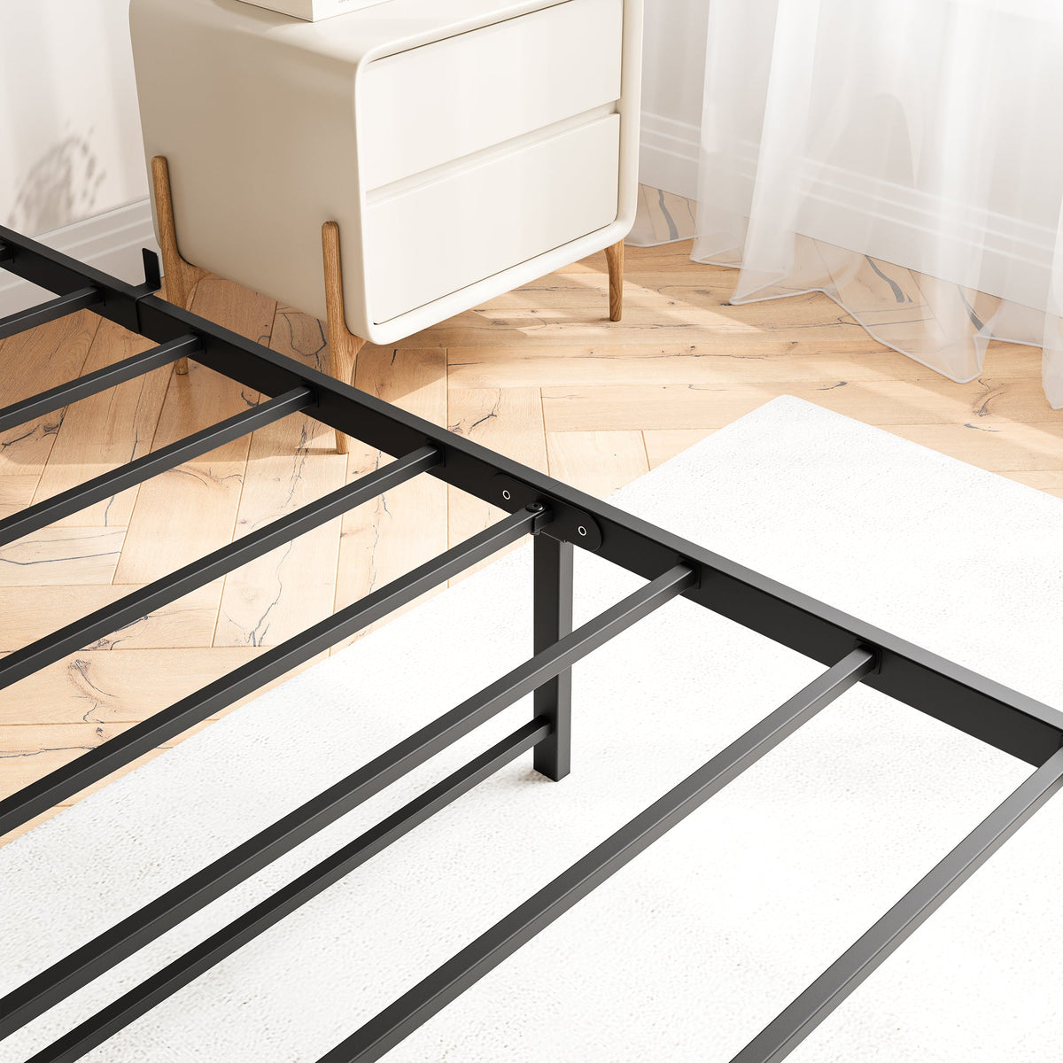 Queen Bed Frame with Storage Headboard and USB Ports