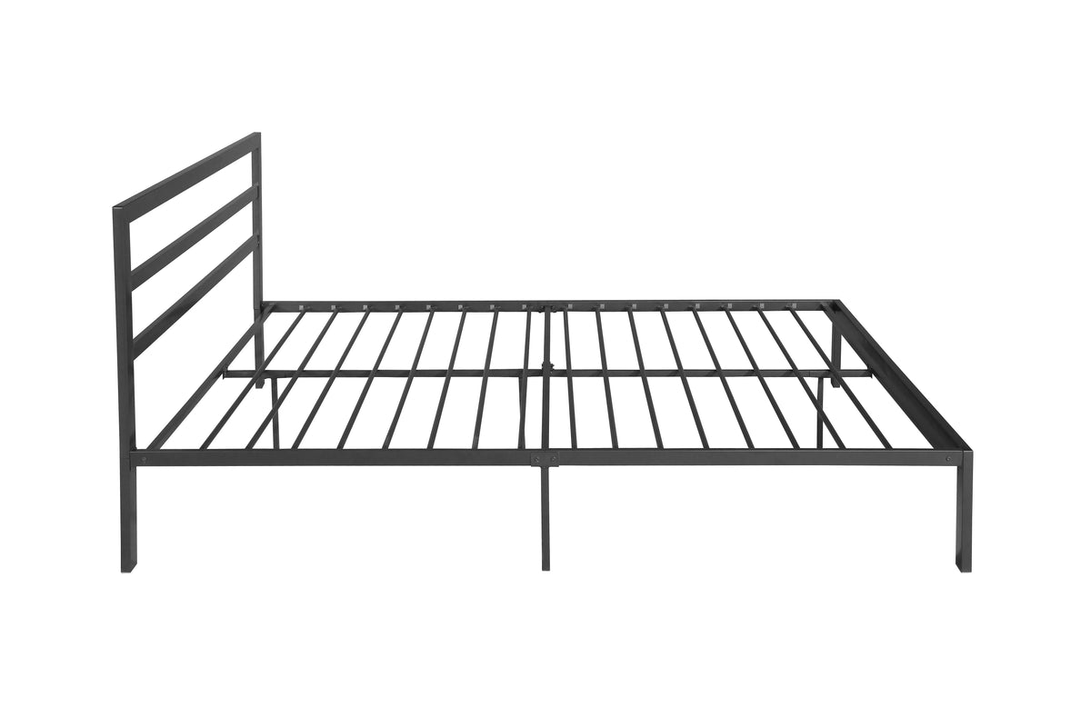 Queen Metal Bed Frame with Headboard, Charcoal Grey
