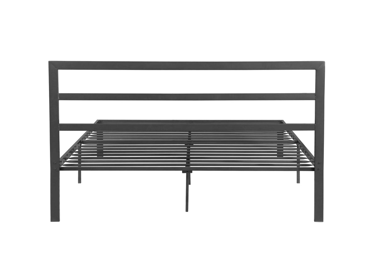 Queen Metal Bed Frame with Headboard, Charcoal Grey