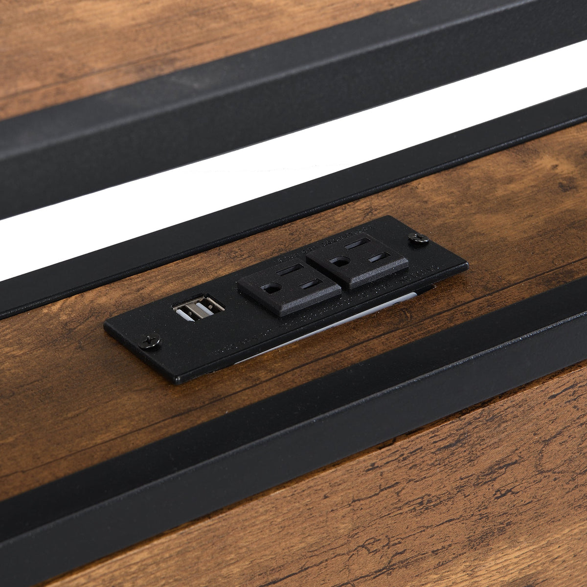 Queen Metal Platform Bed Frame with Headboard Shelf and USB
