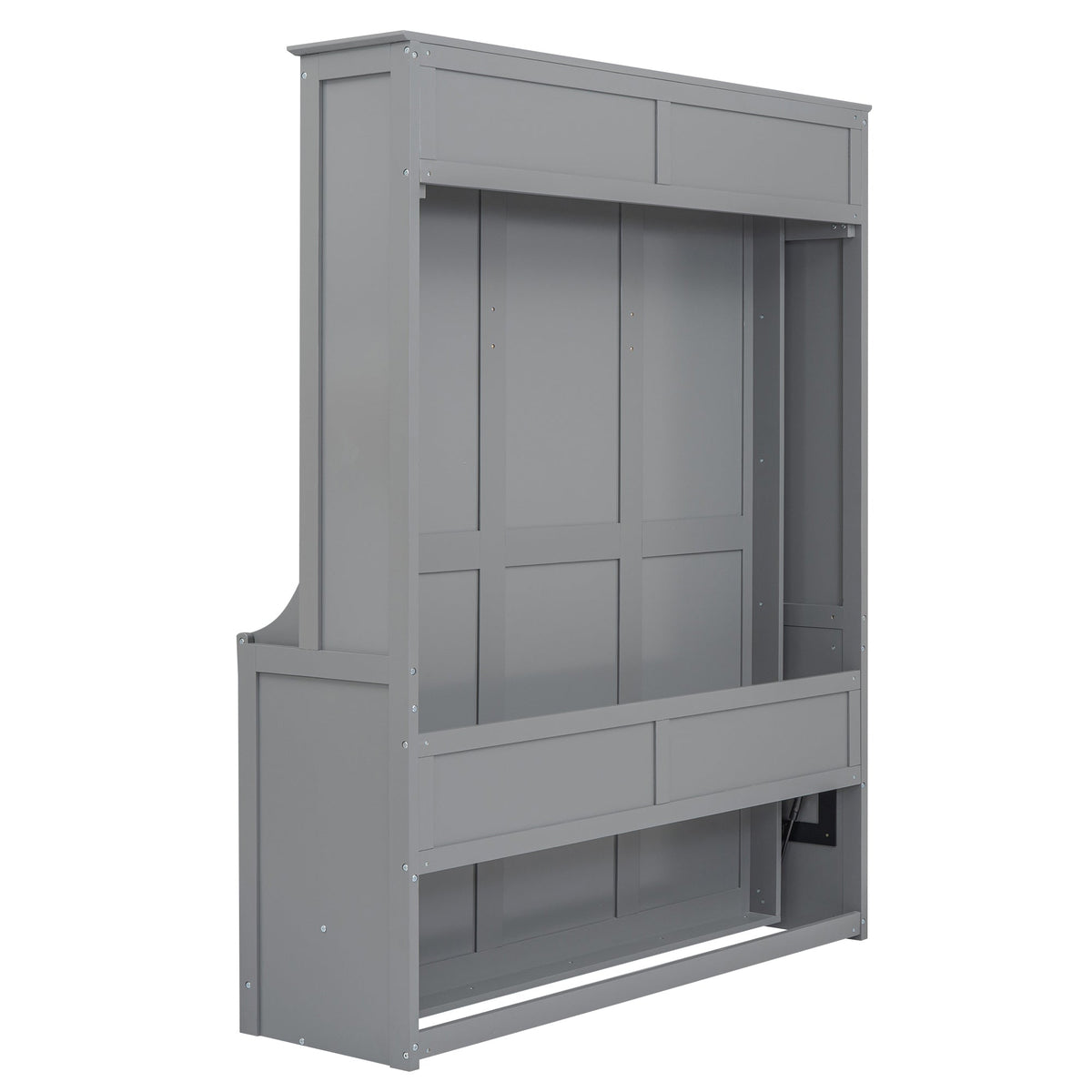 Queen Murphy Bed with Shelf That Folds Into a Gray Cabinet