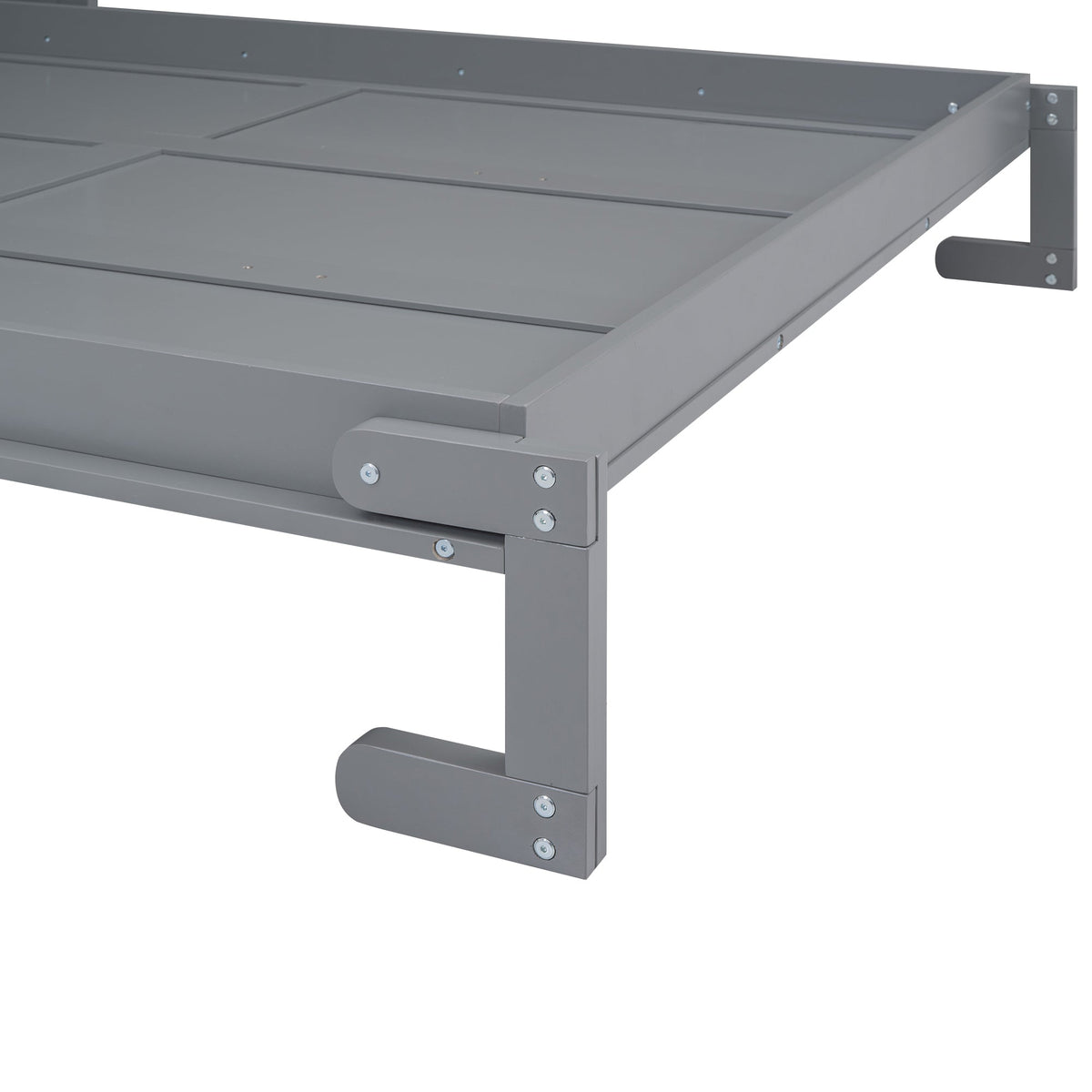 Queen Murphy Bed with Shelf That Folds Into a Gray Cabinet