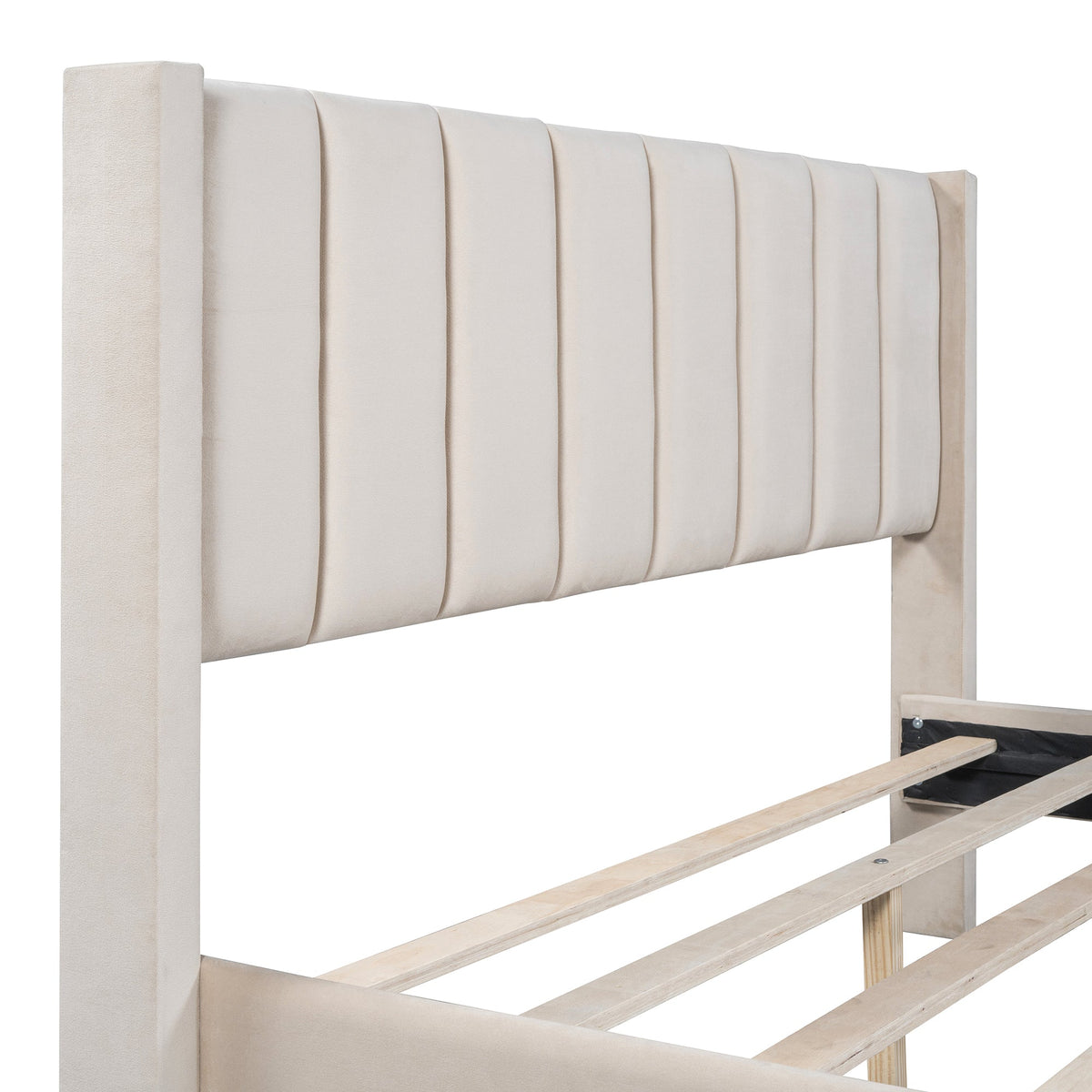 Queen Upholstered Platform Bed with Storage Drawer