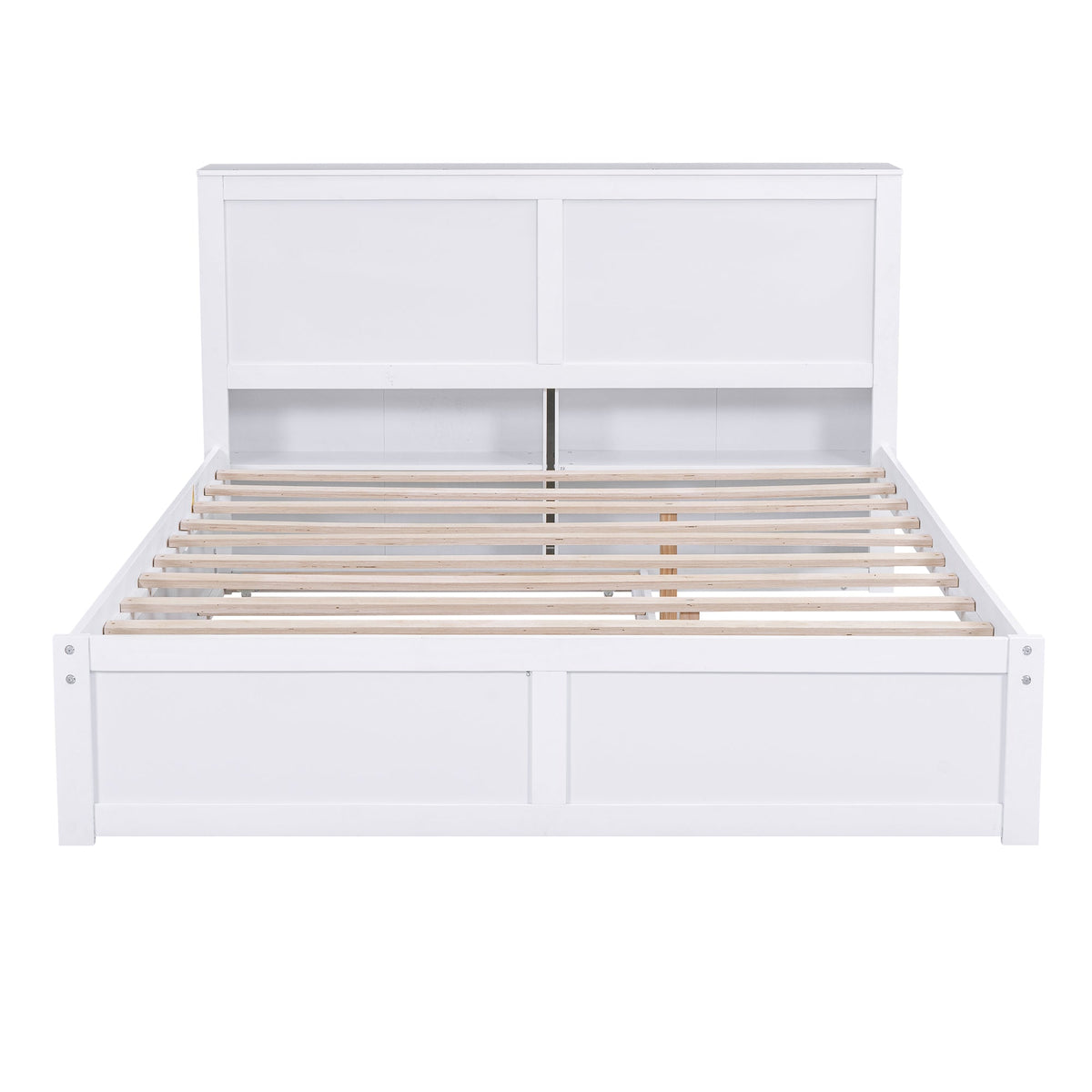 Queen Storage Bed with Twin XL Trundle & Bookshelves
