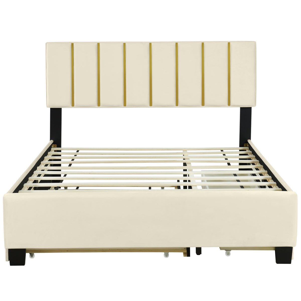 Queen Platform Bed with Storage Drawers and Trundle