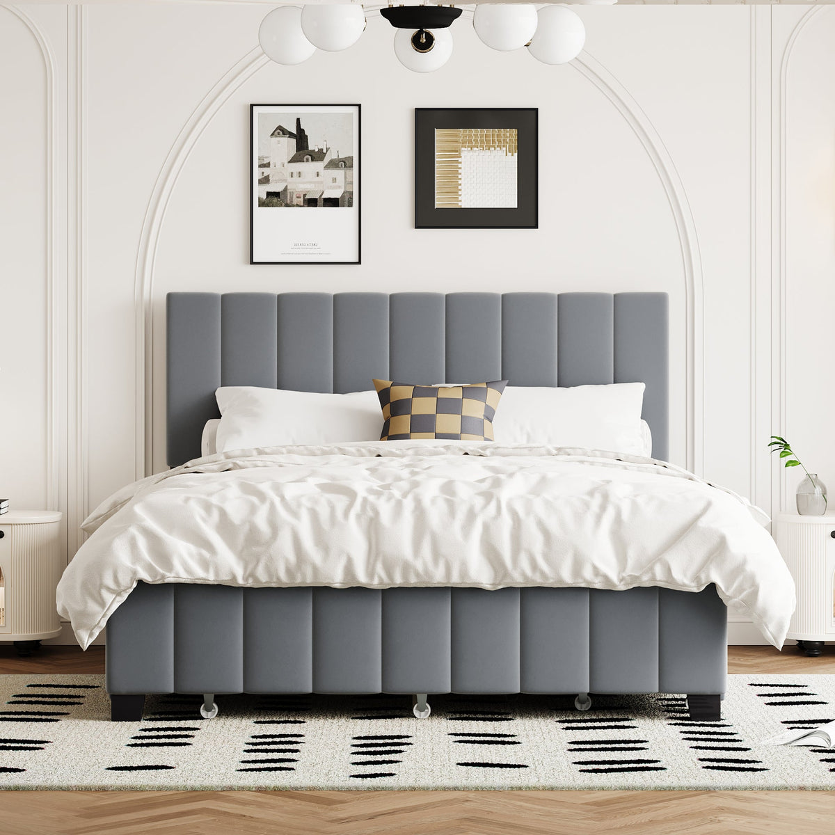 Queen Platform Bed with Drawers and Twin XL Trundle