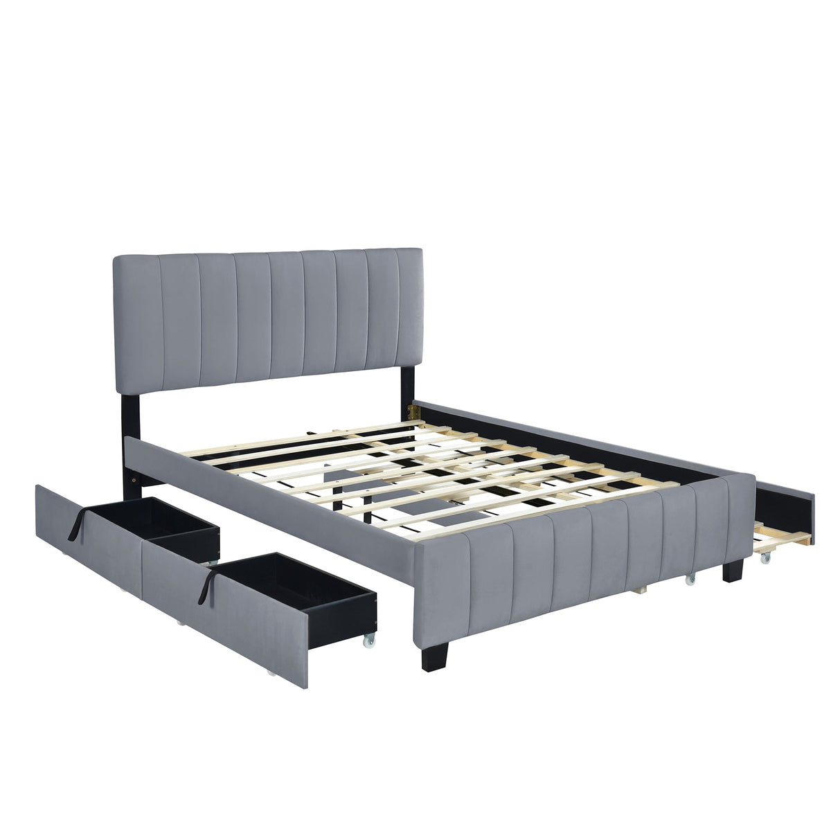 Queen Platform Bed with Drawers and Twin XL Trundle