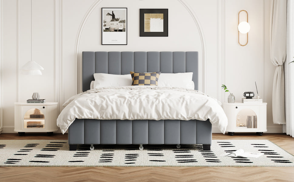 Queen Platform Bed with Drawers and Twin XL Trundle