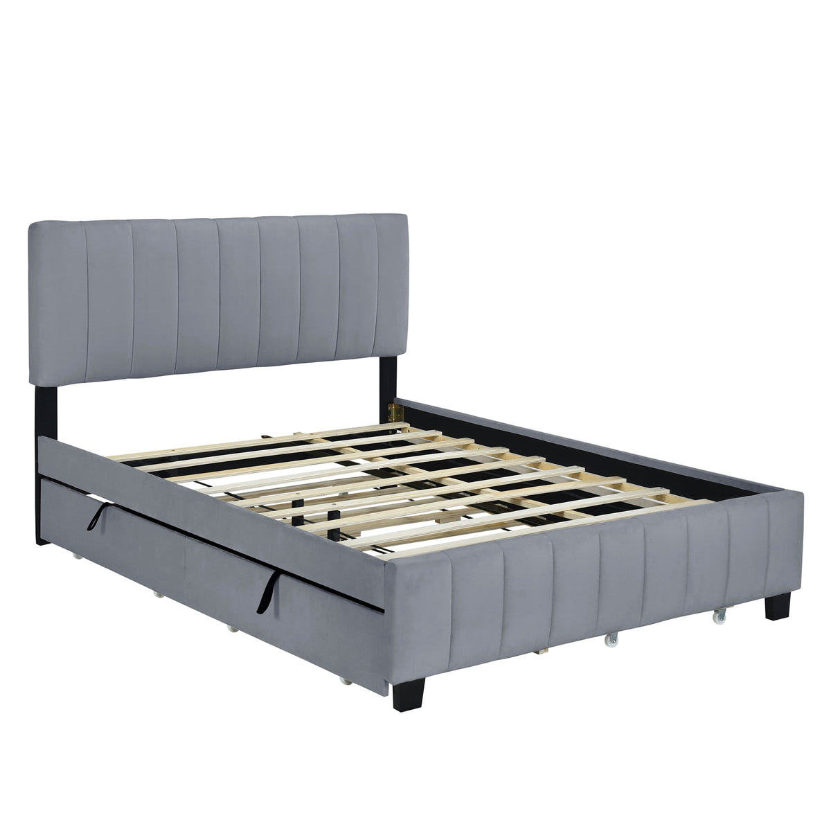 Queen Platform Bed with Drawers and Twin XL Trundle