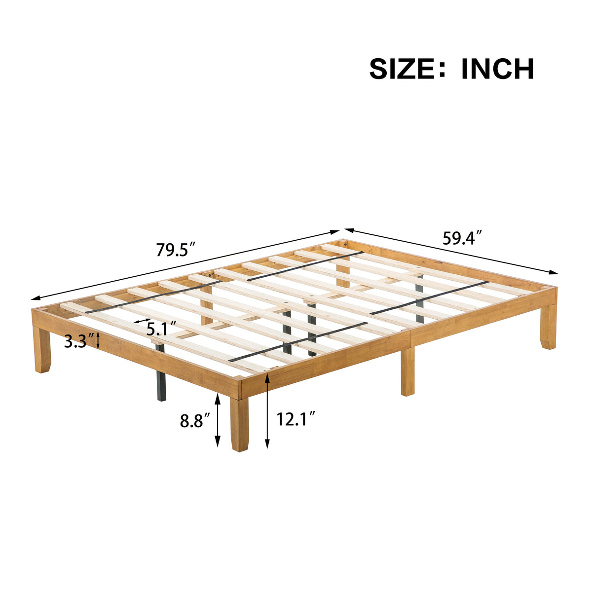 Queen Wood Platform Bed Frame, No Box Spring Needed
