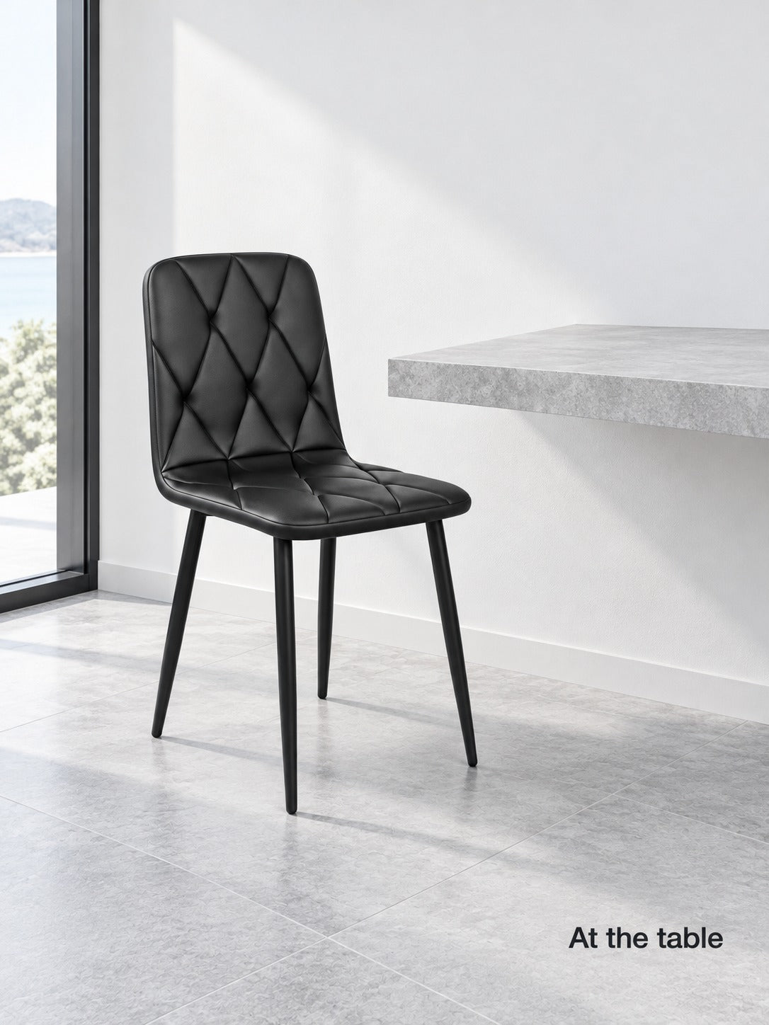 Modern Quilted Dining Chairs Set of 4 with Metal Legs