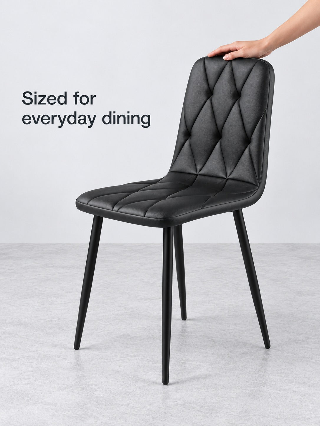 Modern Quilted Dining Chairs Set of 4 with Metal Legs