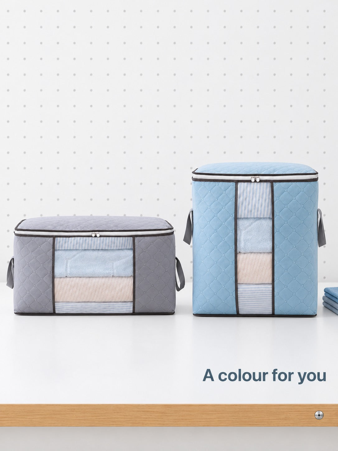 Quilted Storage Bag with Clear Window for Bedding & Clothes