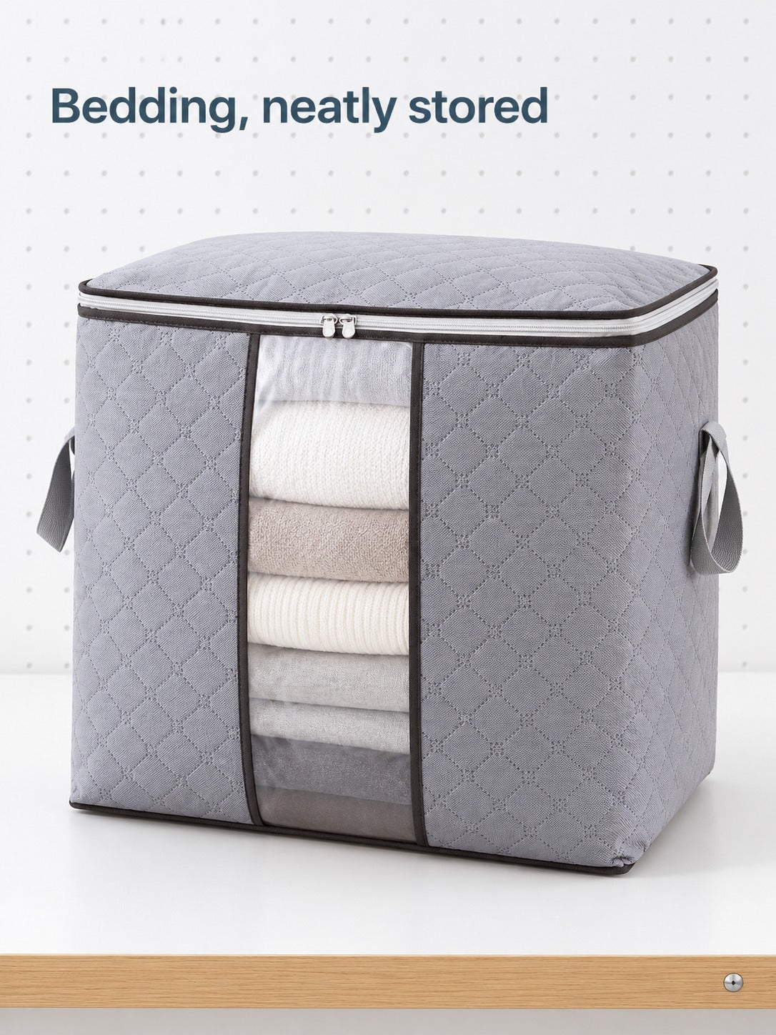 Quilted Storage Bag with Clear Window for Bedding & Clothes