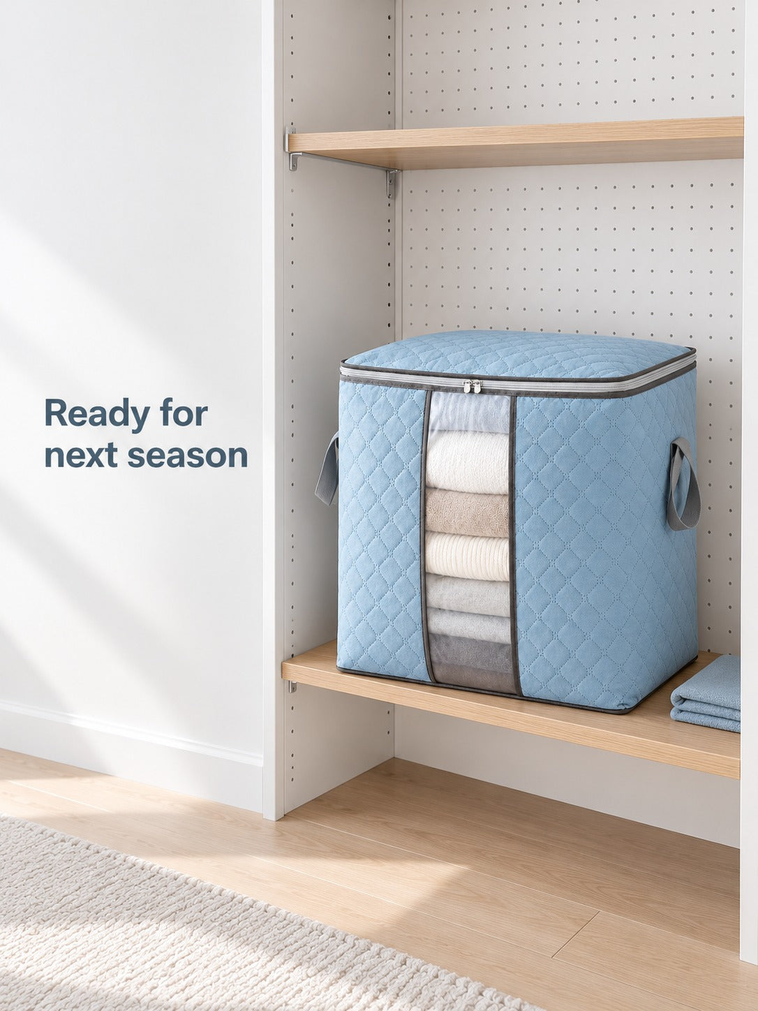Quilted Storage Bag with Clear Window for Bedding & Clothes