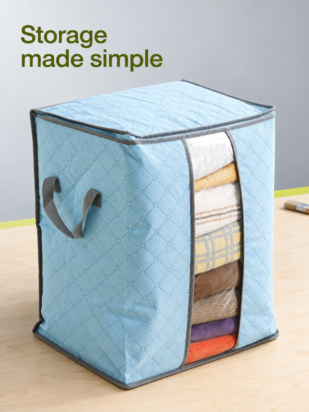 Quilted Under Bed Storage Bag With Clear Front Window