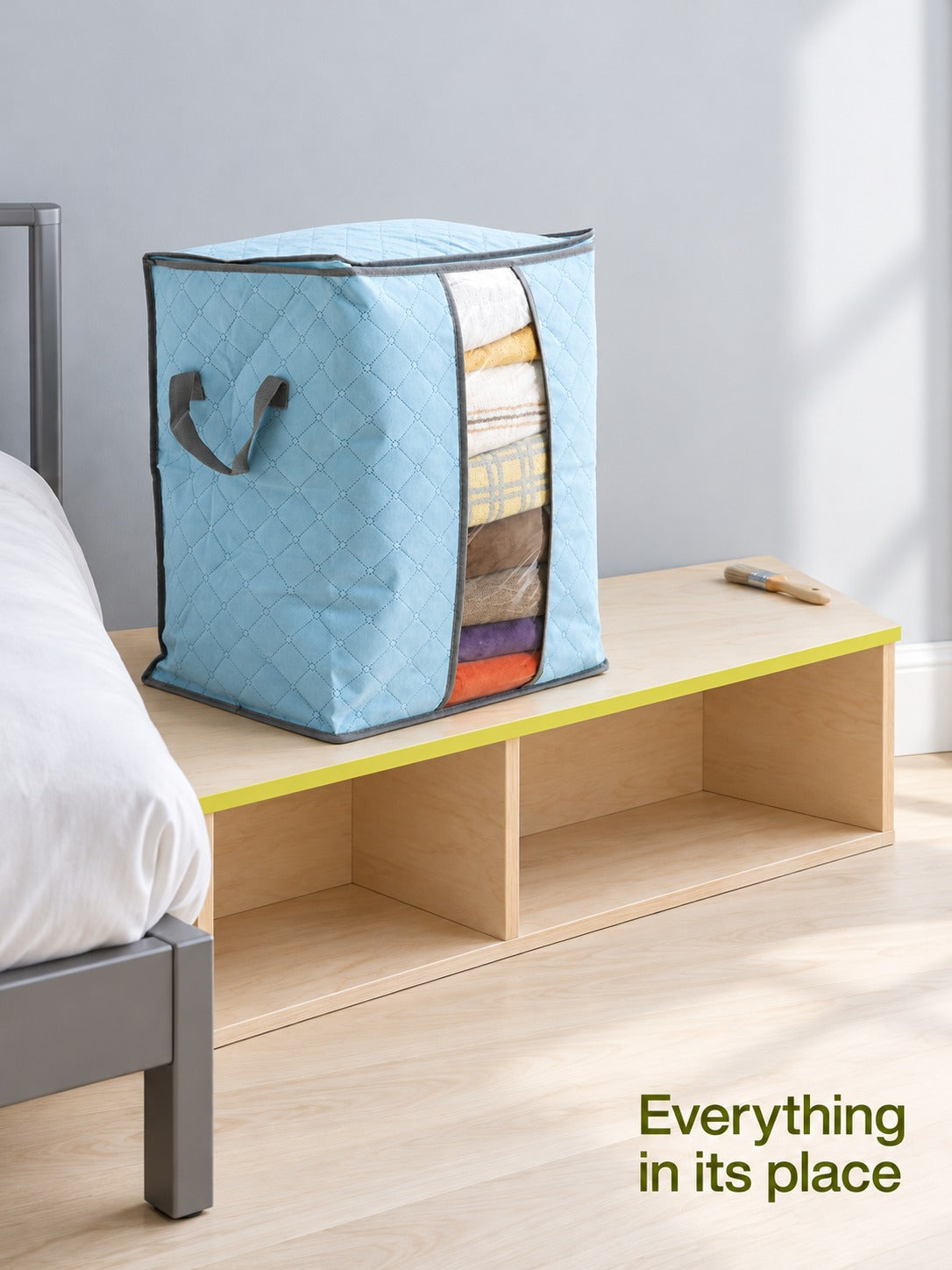 Quilted Under Bed Storage Bag With Clear Front Window