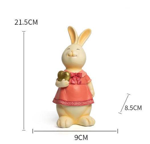 Rabbit Resin Figurine for Whimsical Tabletop Display