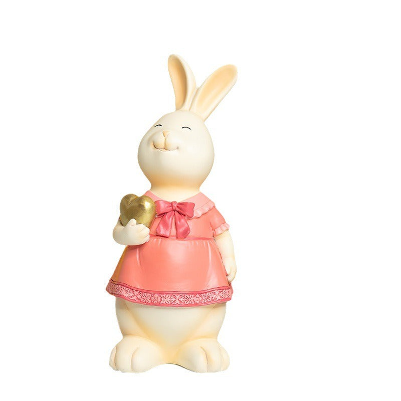 Rabbit Resin Figurine for Whimsical Tabletop Display