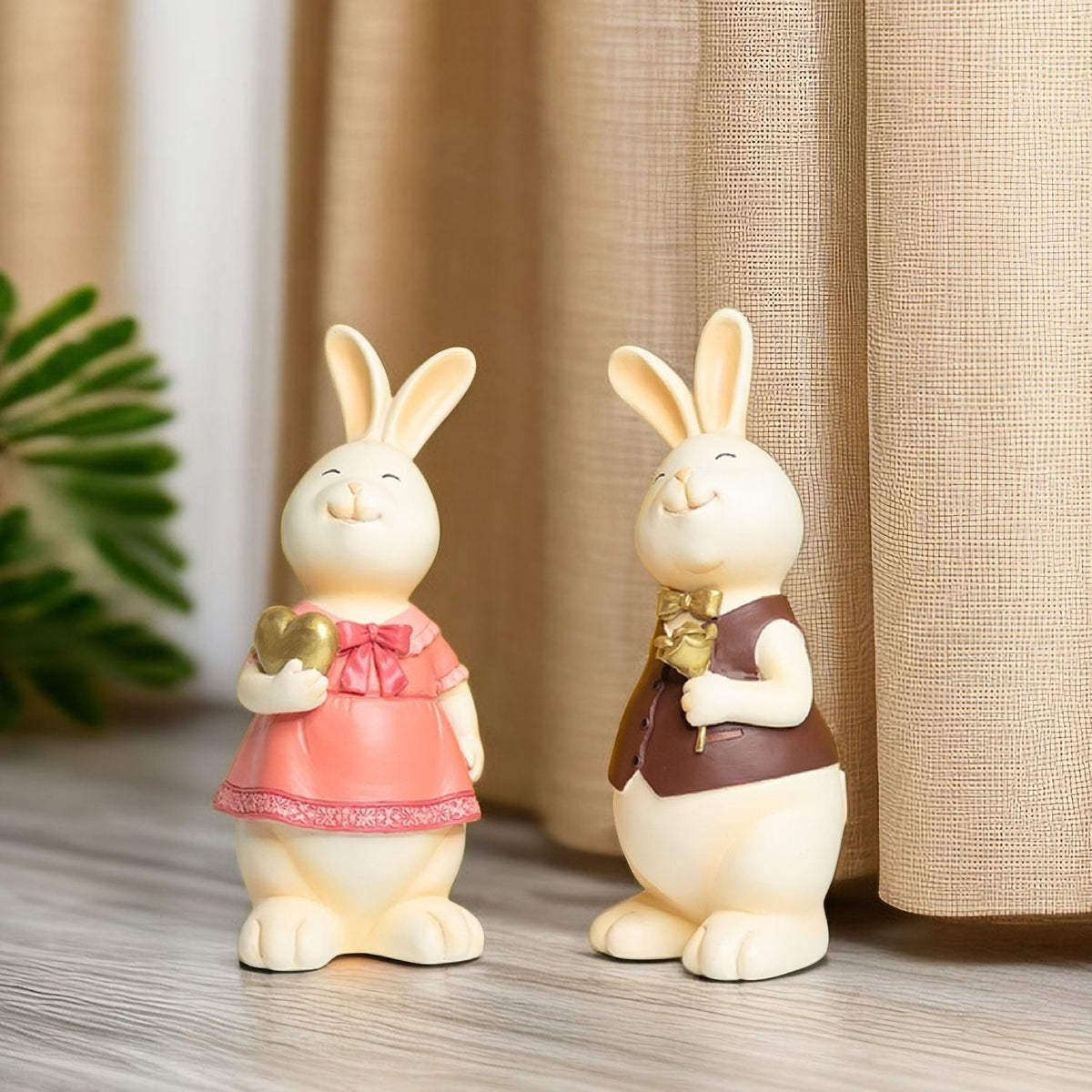 Rabbit Resin Figurine for Whimsical Tabletop Display