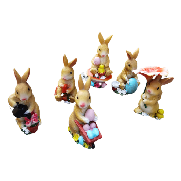 Rabbit Garden Ornaments 6-Pack for Whimsical Displays