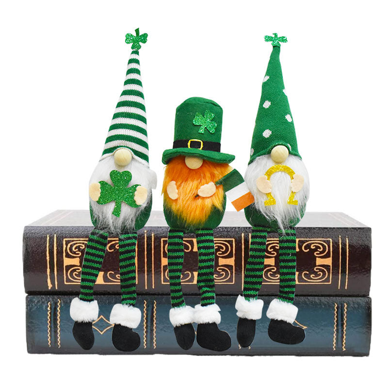 St. Patrick's Day Gnome Trio for Cheerful Shelves