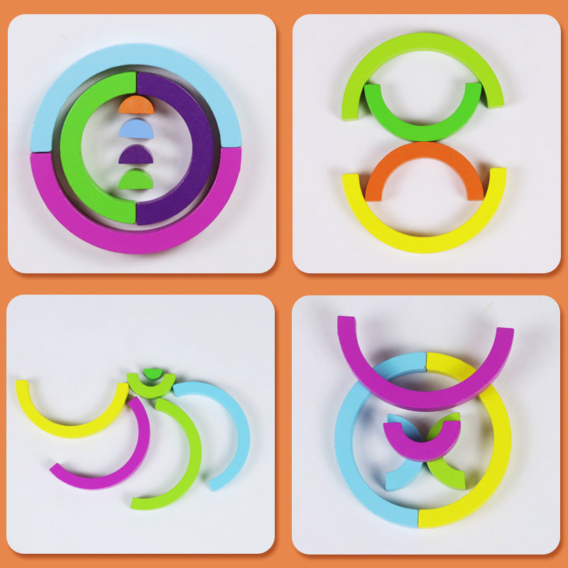 Rainbow Wooden Stacking Blocks for Creative Learning