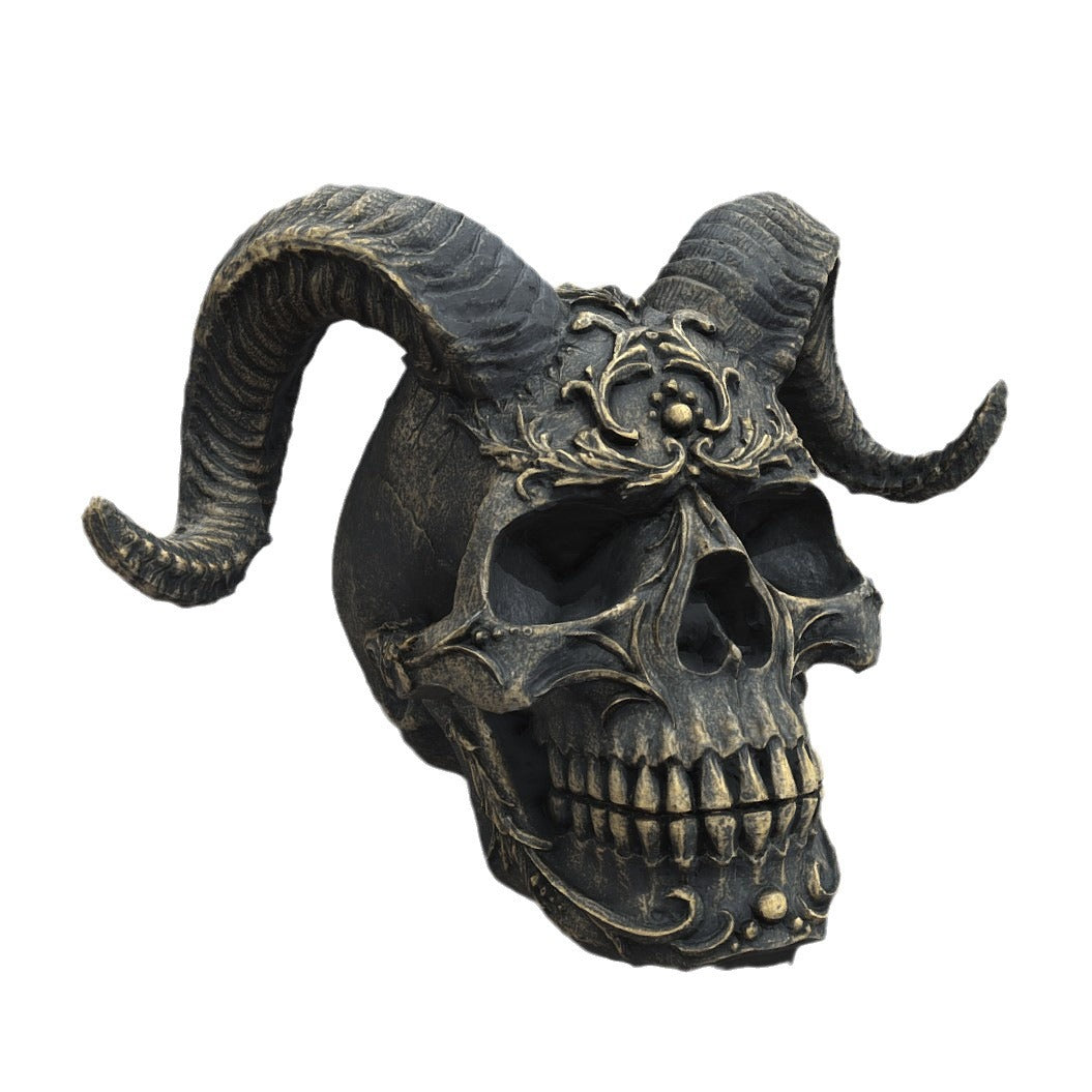 Gothic Ram Skull Sculpture for Dramatic Dark Decor