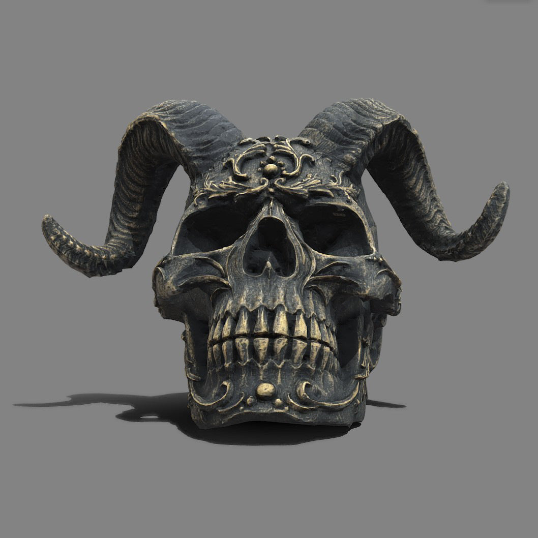 Gothic Ram Skull Sculpture for Dramatic Dark Decor