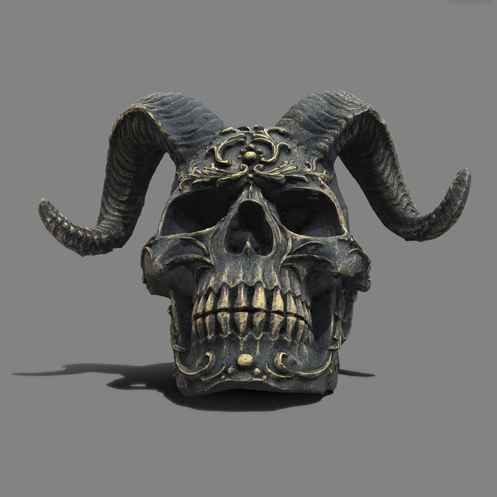 Gothic Ram Skull Sculpture for Dramatic Dark Decor