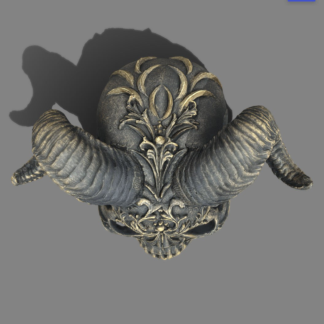 Gothic Ram Skull Sculpture for Dramatic Dark Decor