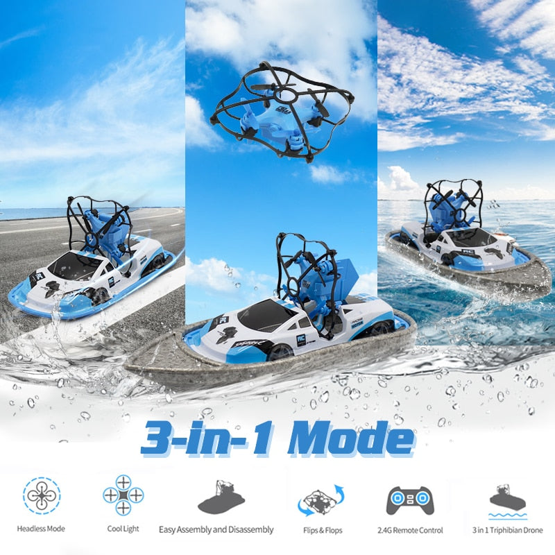 3-in-1 RC Boat Car Drone Toy for Action-Packed Fun