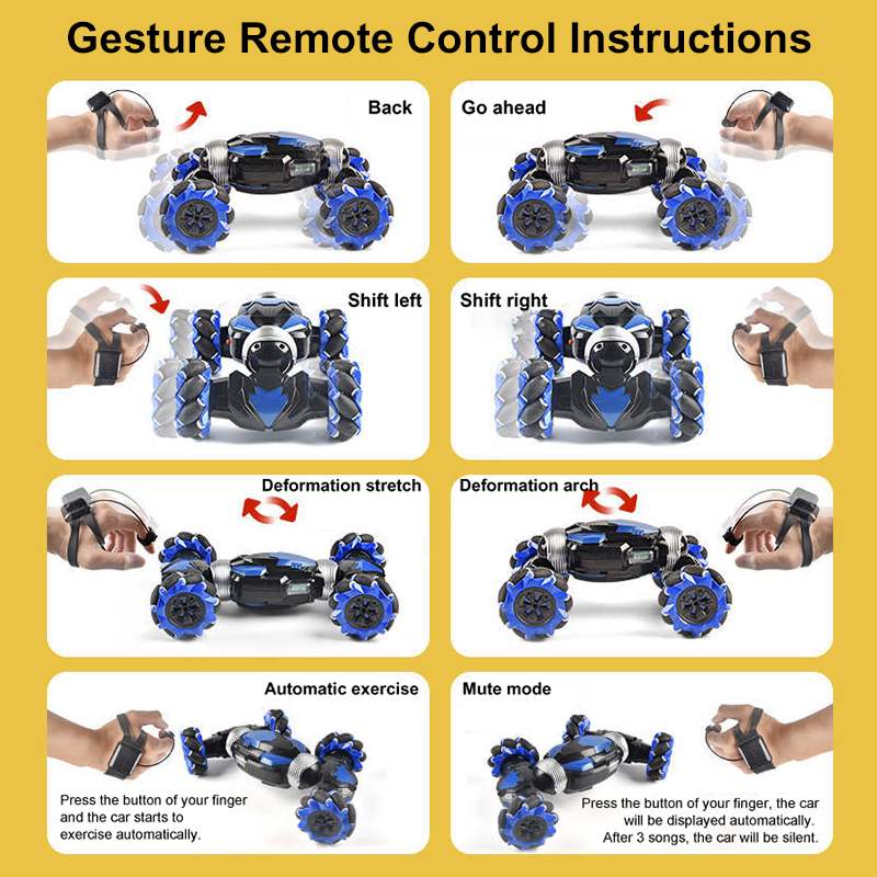 Remote Control Stunt Car With Gesture Control & Lights