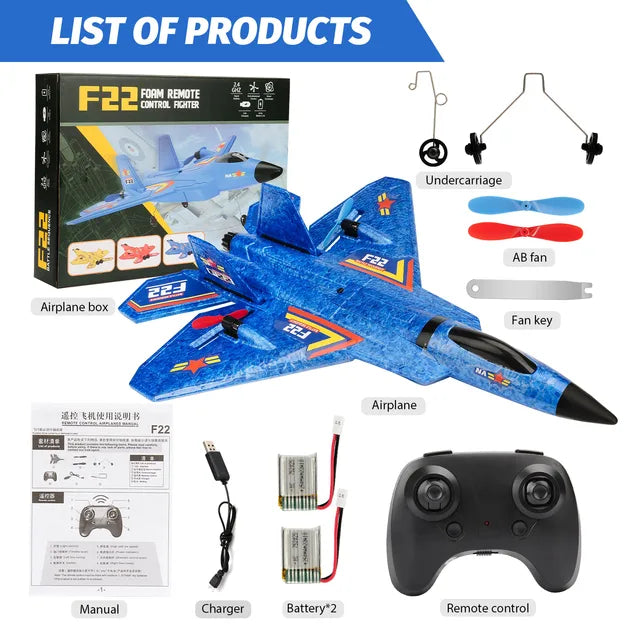 RC F22 Raptor Airplane With Night Flight LED Lights
