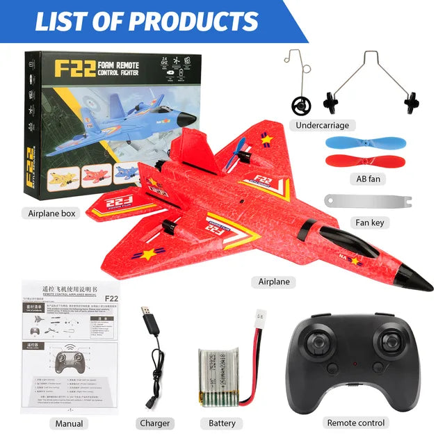 RC F22 Raptor Airplane With Night Flight LED Lights