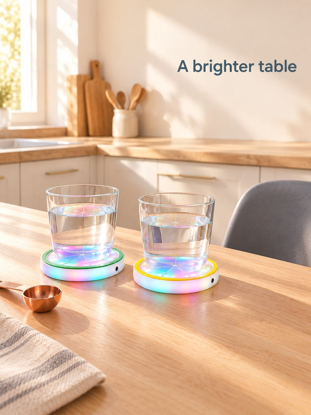 Rechargeable LED Drink Coaster with Color-Changing Glow