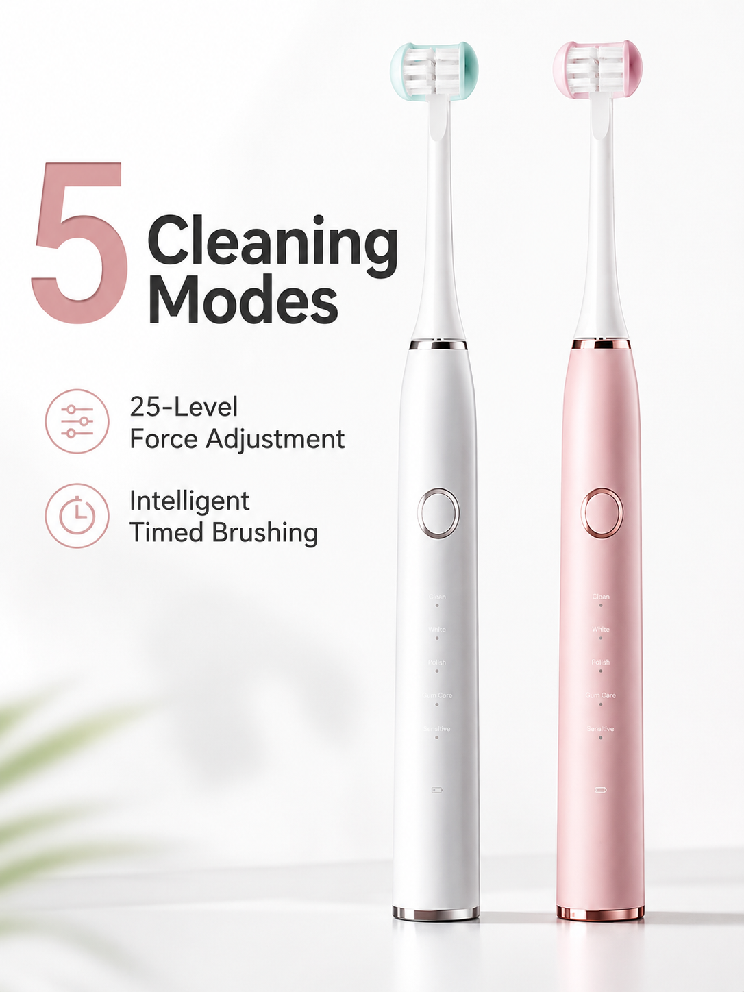 Sonic Electric Toothbrush — 5-Mode Magnetic Motor, 90-Day Battery