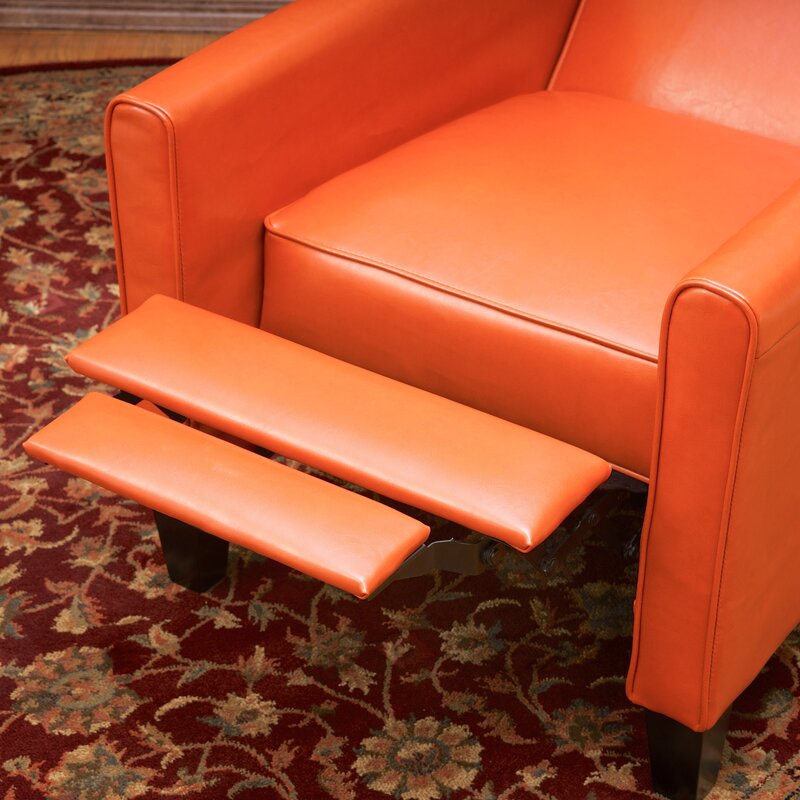 Orange Push Back Recliner Chair for Small Living Rooms