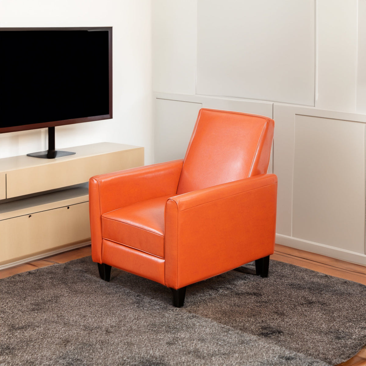 Orange Push Back Recliner Chair for Small Living Rooms