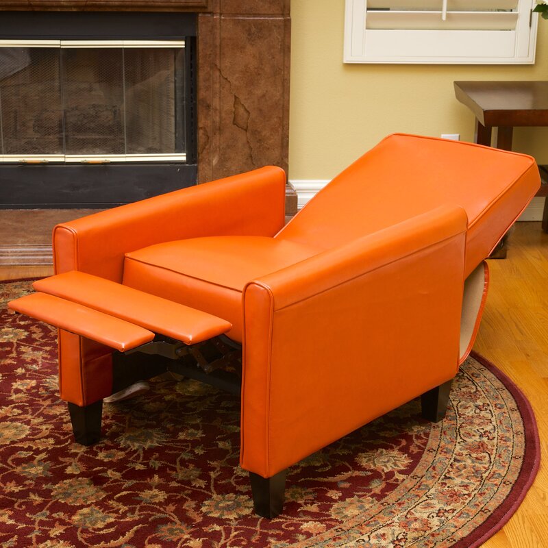 Orange Push Back Recliner Chair for Small Living Rooms