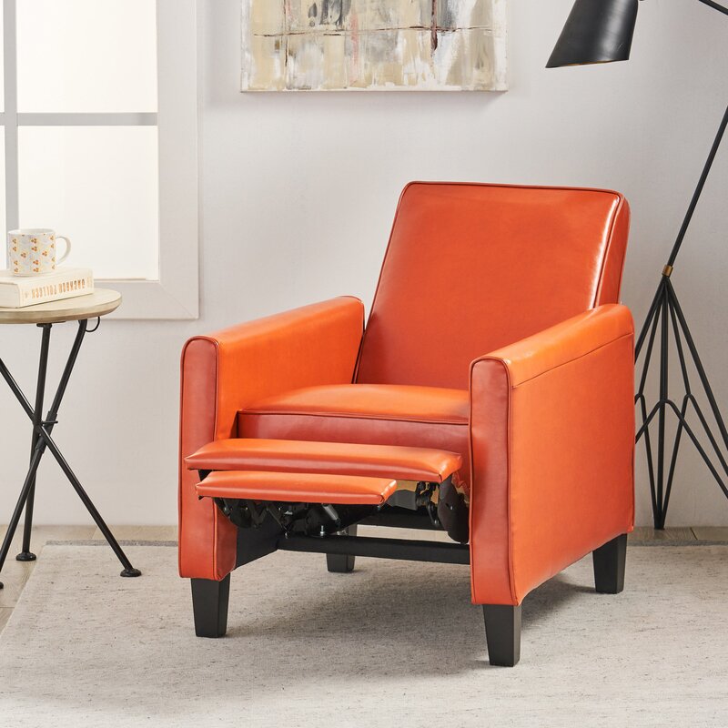Orange Push Back Recliner Chair for Small Living Rooms