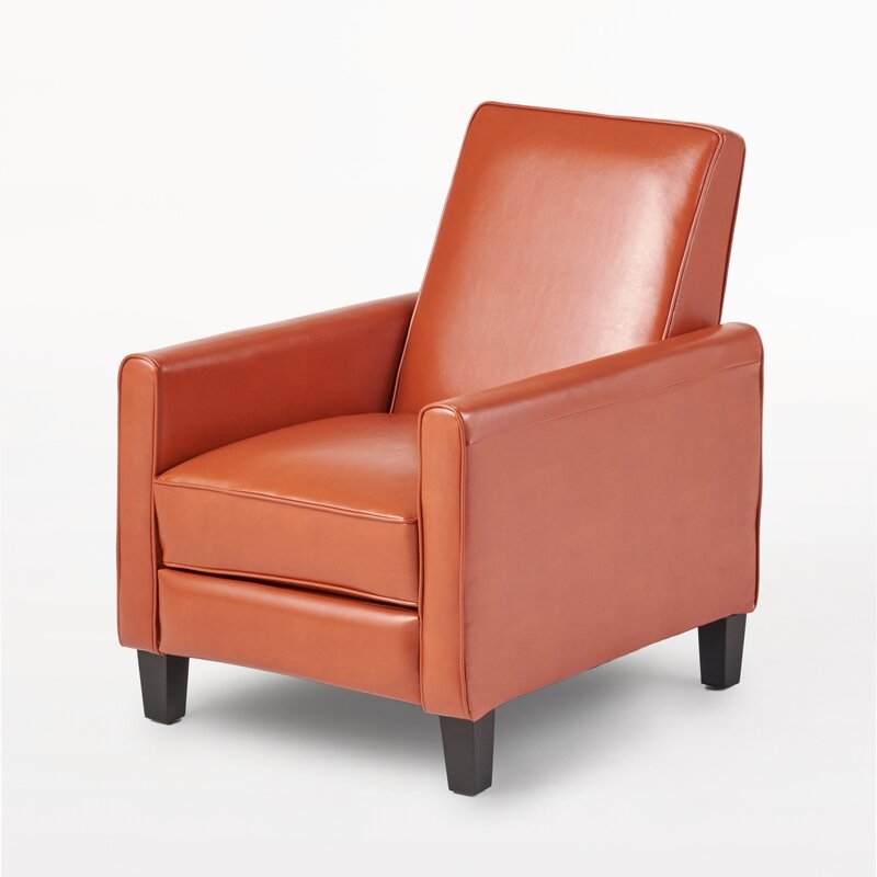 Orange Push Back Recliner Chair for Small Living Rooms