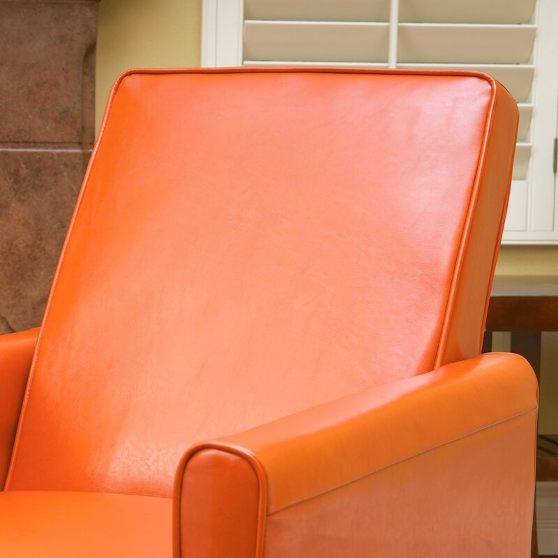 Orange Push Back Recliner Chair for Small Living Rooms